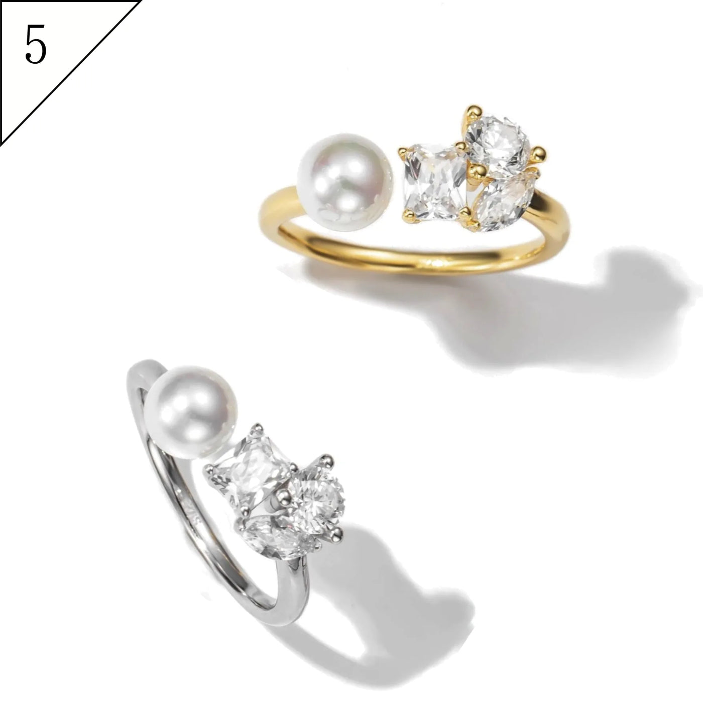 [18KGP] pearl cubic リング